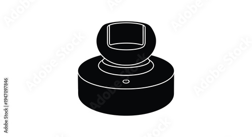 A striking black silhouette depicts a modern robotic vacuum cleaner emphasizing its circular form silhouette high quality professional