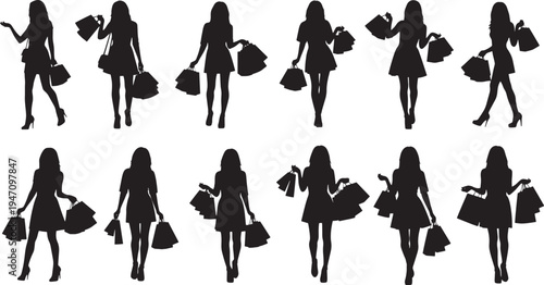 Women in Motion, Elegant Silhouettes Against White