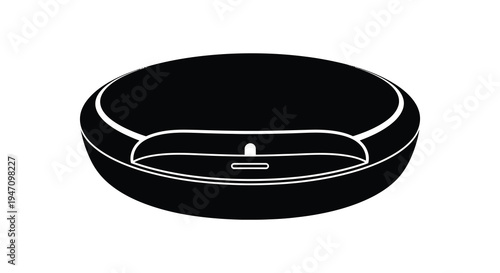 A sleek modern black cosmetic compact is displayed against a stark white background a striking silhouette high quality