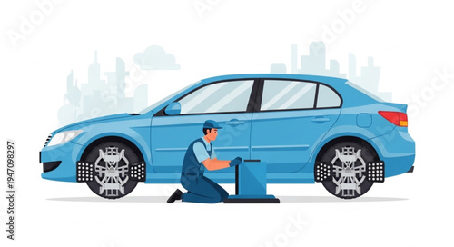 Mechanic Working on Car.