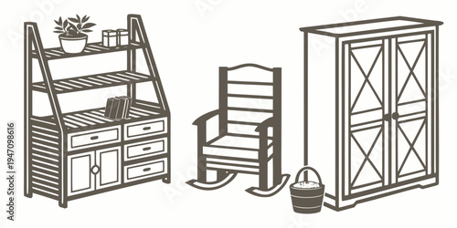 A charming vintage nursery with a cozy rocking chair and storage solutions