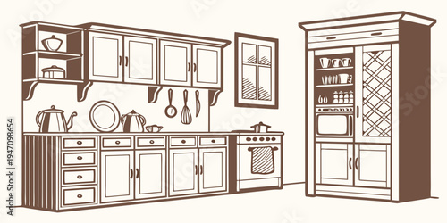 A well-organized kitchen with wooden cabinets and modern appliances.