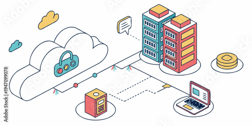 A visual representation of cloud computing and data storage systems