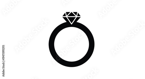 Black ring with a diamond simple graphic design silhouette