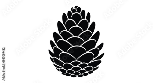 Detailed black pinecone illustration with a striking silhouette