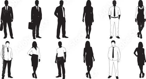 Businesspeople Silhouettes in a Corporate Setting