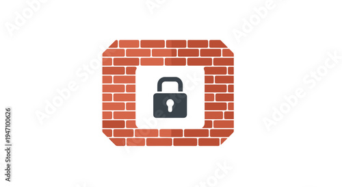 A padlock icon is securely locked within a brick wall structure.