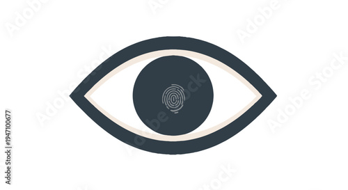 An illustration depicts a detailed eye with iris and pupil on a white background.