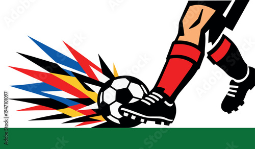 Soccer Player Kicking Ball Dynamic Vector Illustration