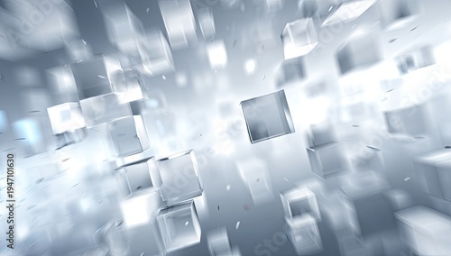 Abstract 3D Cubes Flowing in Digital Space with Light Effects.