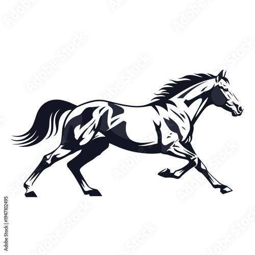 Stylized horse silhouette with white artistic patterns