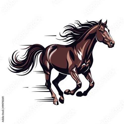 Horse galloping at high speed with motion blur effect