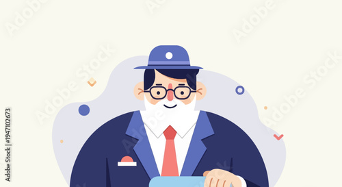 Stylized illustration of a distinguished gentleman in a suit and hat