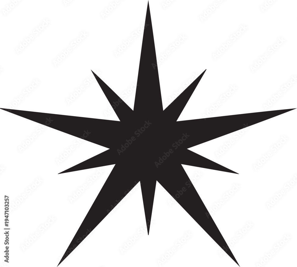 Obraz premium Black Sparkle Star Burst Icon Vector Design Element