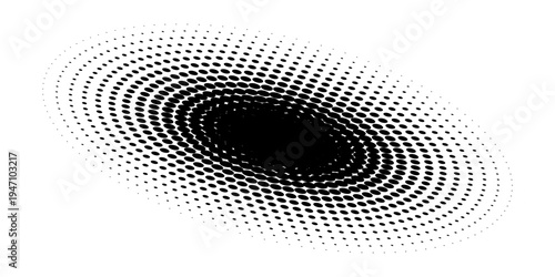 Abstract dotted vector background. Halftone effect. Circle dotted background or icon. Spiral with perspective.