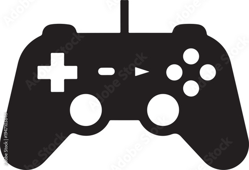 Video Game Controller Icon Silhouette on White Background