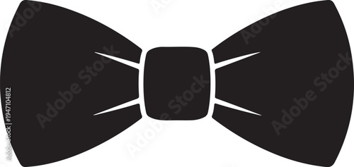 Black Bow Tie Icon Silhouette Isolated on White Background
