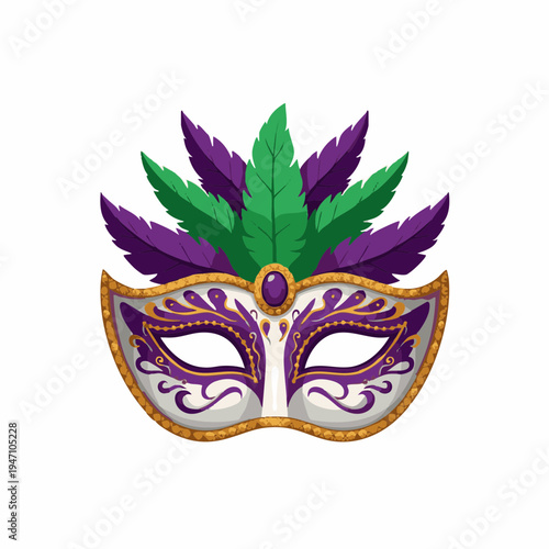 Ornate Venetian Carnival Feather Mask