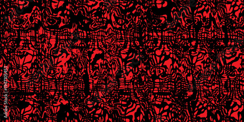 Abstract Red and Black Wavy Organic Pattern