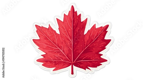 Vibrant Red Maple Leaf Symbol of Canada Autumn Season.