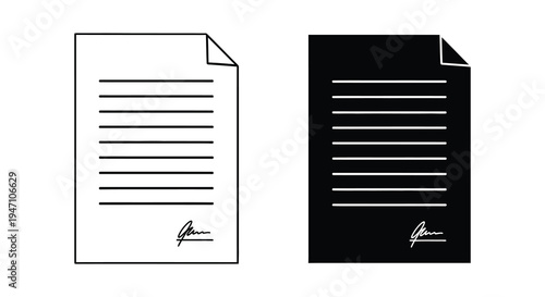 Two documents one white with black lines and one black with white lines