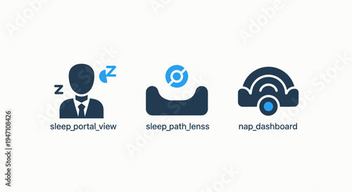 Icons for sleep portal view, path lens, and nap dashboard