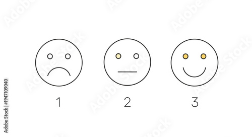Three smiley face icons showing different emotions and satisfaction levels.