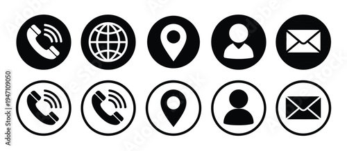 Visiting Card and Communication Icons – Minimalist Vector Symbols