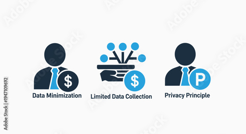Data minimization and privacy principle concept with user icons