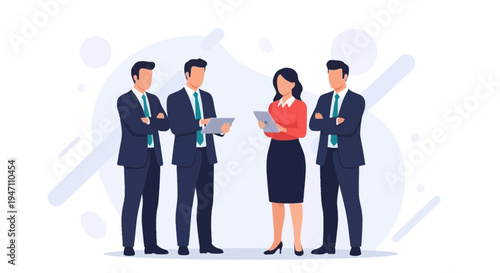 Business Team Meeting, Colleagues Discussing Project on Tablets, Professional Collaboration