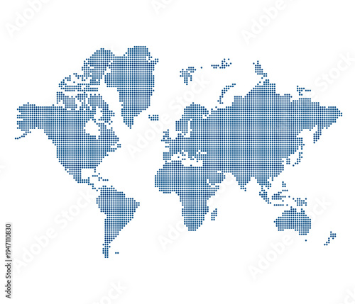 Blue Dotted World Map. Global Technology Network Digital Background