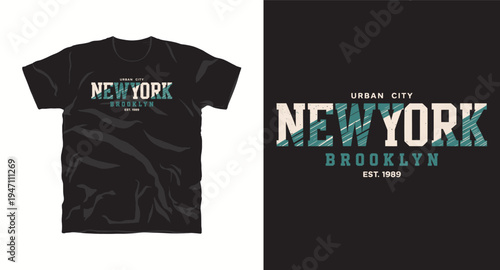 New york brooklyn est 1989 urban city t-shirt design concept for fashion apparel