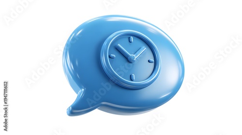 Blue Speech Bubble with Clock Icon Symbolizing Time and Communication.