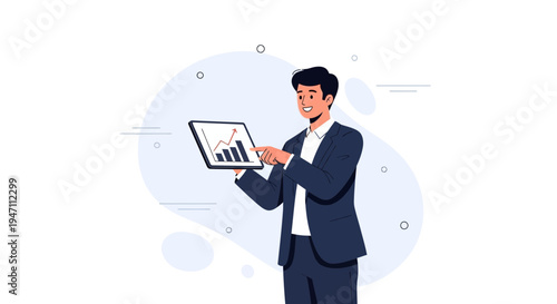 Businessman analyzing financial chart on tablet, business growth concept