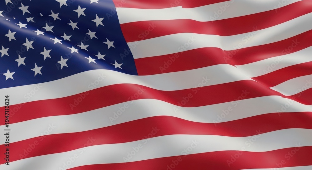 Fototapeta premium Waving american flag with stars and stripes