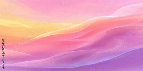 A smooth flowing design of abstract pink waves with a soft silk texture and purple light creates a motion pattern for a modern satin fabric wallpaper backdrop