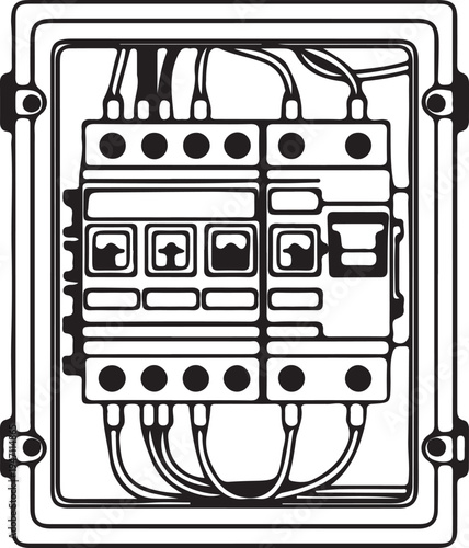 "Electrical control panel vector illustration symbolizing circuit breaker and industrial engineering"