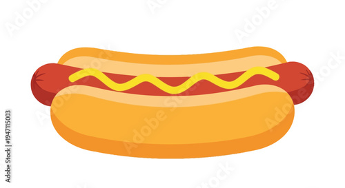 Delicious hot dog with mustard in soft bun