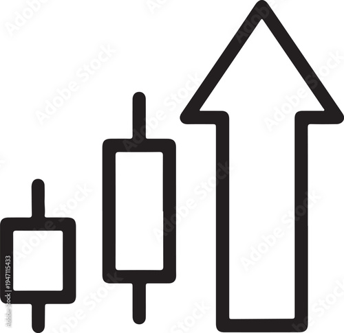 "Upward candlestick chart with arrow vector illustration symbolizing bullish market trend and financial growth"
