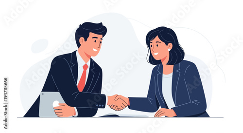 Business handshake between man and woman, agreement, partnership, successful deal