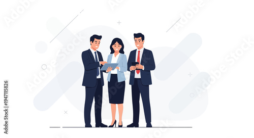 Business Team Collaboration: Colleagues Discussing Project on Tablet, Professional Meeting