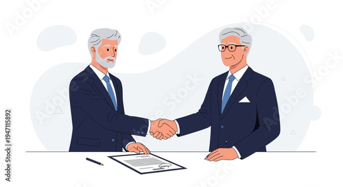 Businessmen shaking hands over a contract, agreement, partnership, success