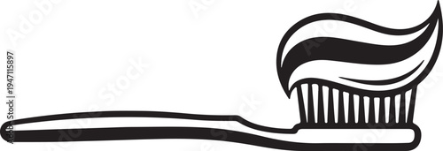 "Toothbrush with toothpaste vector illustration symbolizing oral hygiene and daily dental care routine"