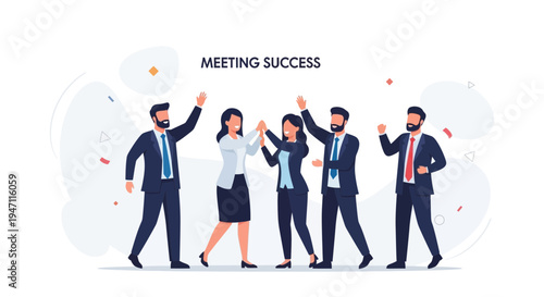 Business Team Celebrating Success High Five Meeting Achievement