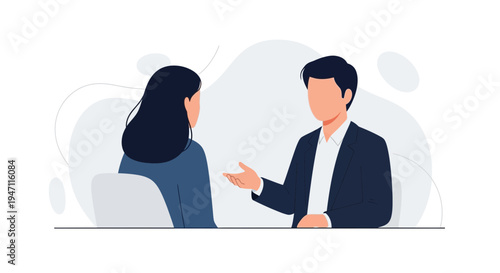 Business Meeting: Man and Woman Discussing Ideas in Modern Office
