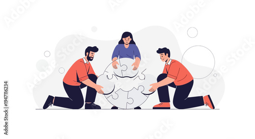 Teamwork puzzle collaboration people connecting pieces business strategy success