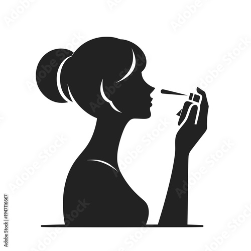 woman using a nasal spray silhouette