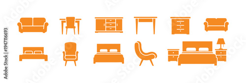 Stampico furniture icons in a minimal vector set.