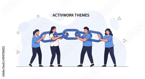 Teamwork, Collaboration, Connection: People Holding a Giant Chain Link