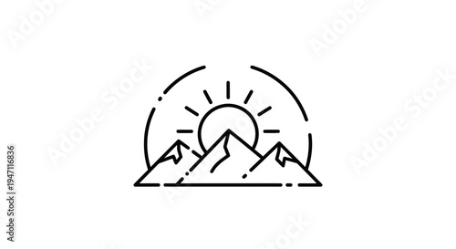 Mountain sunrise icon concept